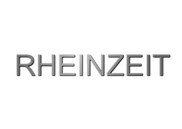 Dies ist ein Bild mit Edelstahl-Buchstaben an einem Hausboot mit dem Namen RHEINZEIT