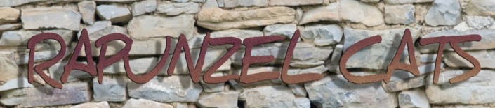 Dieses Bild zeigt Metallbuchstaben als Aluminium Schriftzug Rostoptik | RAPUNZEL CATS | Züchtername
