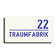 Blau glänzende Schrift